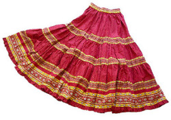 Provence tiered skirt, long (Lourmarin. bordeaux x yellow) - Click Image to Close